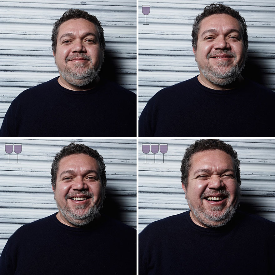 Picture 11 of [Photo] The change of facial expression nuances after drinking 1, 2 and 3 glasses of wine